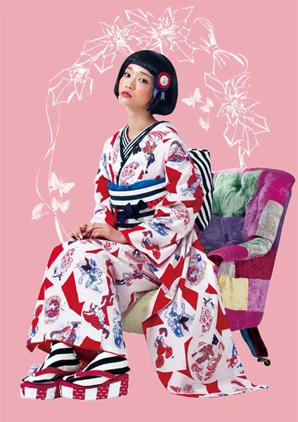 【キモノハーツ】成人式の振袖レンタル・購入 卒業式の袴レンタル 【レトロモダン】 白 赤 紅白 貴婦人 カラフル 派手 キッチュ ポップ 個性的 かわいい 昭和 最新トレンドのかわいいお洒落な振袖をお安くお得に KH-150 二十歳の集い 洋風 タカハシマイ