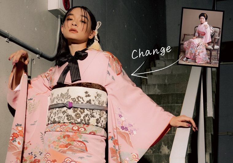お母様(お姉様)の振袖を受け継いでママ振りde成人式イメージ写真